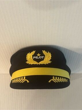 Black & Yellow Pilot Cap with Laurel Embroidery
